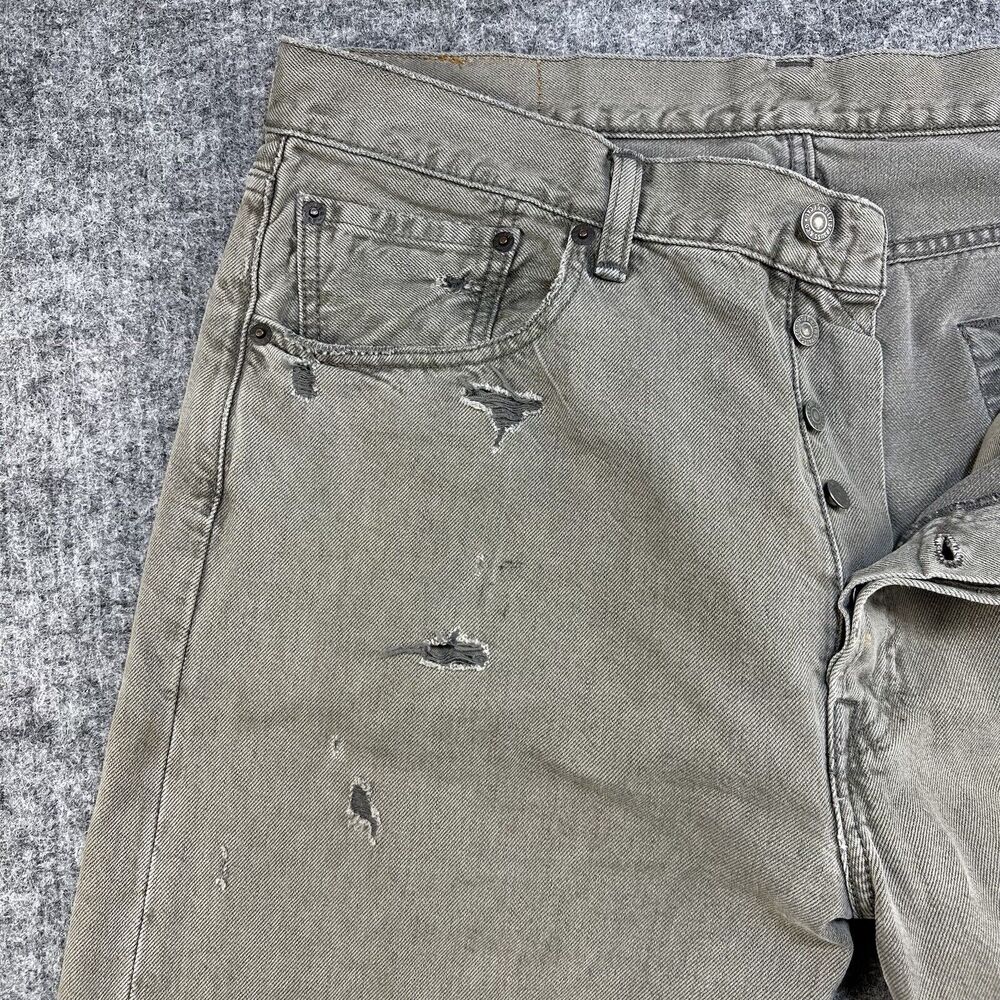 Levi’s 501 CT Jeans Men 32x28 Grey Distressed Custom Tapered - Picture 3 of 16